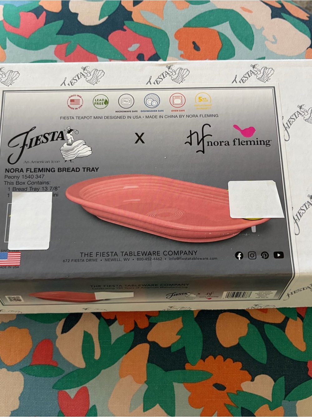 Nora Fleming Coral Pink Oval Bread Tray (TRAY ONLY)